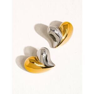 Atrial 18K Gold Silver Non-Tarnish Heart Studs